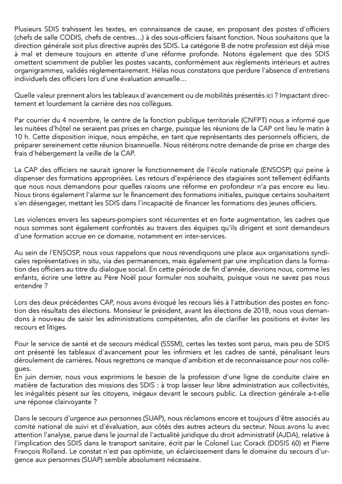 Déclaration liminaire CAP des officiers de SPP - 29 novembre 2016