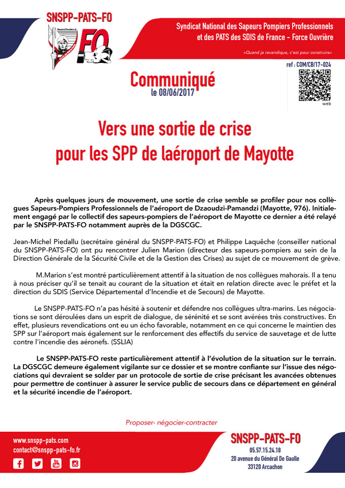 Vers une sortie de crise   pour les SPP de l’aéroport de Mayotte
